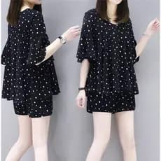 2026 Verão Novo Estilo Plus Size Roupas Femininas Moda Temperamento Redutor de Idade Terno de Manga Curta Mais Magro Loo