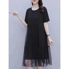 Moda Plus Size vestido feminino 2026 verão novo estilo moda mais magro olhar costura gaze solta capa barriga saia de com