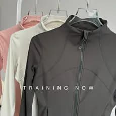 Gola alta Yoga Wear jaqueta outono feminino fino-ajuste zíper esportes topo mais magro olhar Pilates correndo longo