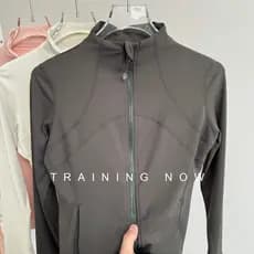 Roupas de Fitness de manga comprida feminina outono inverno estilo zíper jaqueta esportes topo fino-ajuste mais magro ol