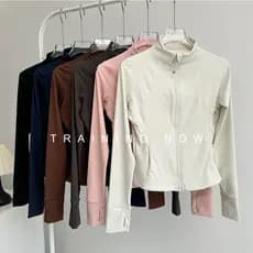 Bonito gola alta yoga Wear jaqueta de manga comprida feminino outono inverno bonito mais magro olhar Pilates yoga Cardig