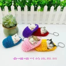 Puro artesanal Mini simulação bonito gatinho brinquedo de pelúcia chinelos ornamentos pingentes criativos gato animais p