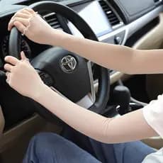 Verão condução protetor solar tom de pele mangas feminino versão coreana luvas mangas rendas fino gelo seda cor carne br