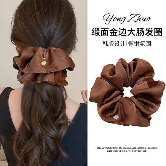 Retro café cor Scrunchy anel de cabelo feminino High-End luz estilo luxo corda de cabelo bola cabeça corda de cabelo cab