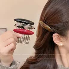 Pente de cabelo de acetato, pente de cabeça para baixo, franja, clipe lateral, fofo, caveira alta, ferramenta útil, test