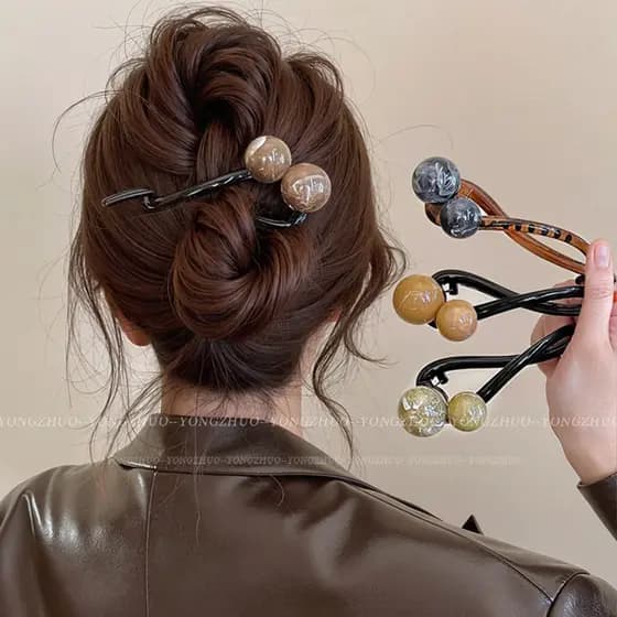 Cor de café imitação pérola torção clipe de cabelo feminino cabeça traseira High-End luz estilo luxo Grab clip Volume do