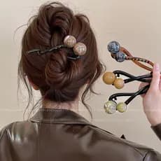 Cor de café imitação pérola torção clipe de cabelo feminino cabeça traseira High-End luz estilo luxo Grab clip Volume do