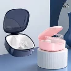 Caixa de armazenamento de dentaduras idosos portátil caixa de dentes de imersão chaves invisíveis correção retentor caix