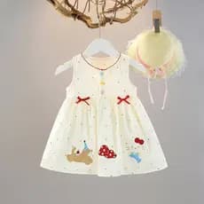 Meninas dos desenhos animados colete vestido verão bebê novo estilo crianças moda menina bebê verão saia Casual