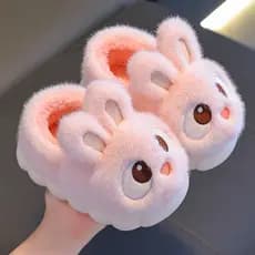 Crianças chinelos de algodão meninas inverno 2025 novo coelho dos desenhos animados pai-filho antiderrapante sapatos de