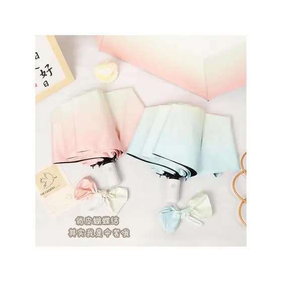 Guarda-sol gradiente chuva ou chuva dupla utilização feminino Tri-fold vinil protetor solar guarda-chuva Anti @