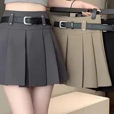 Cinza saia plissada saia curta feminina outono 2026 novo terno saia pequena alta cintura alta mais magro olhar a linha s