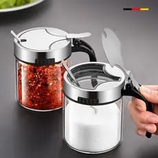 Caixa de tempero de vidro de cozinha frasco de sal garrafa de tempero frasco de armazenamento doméstico Sub-engarrafamen