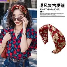 Tiara de aba larga high-End Floral alta crânio bandana estilo chinês rosto lavagem cabelo caverna Retro estilo Hong Kong