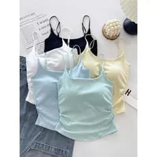 Camisola feminina 2025 novo estilo com almofada no peito roupa interior exterior bela volta verão pequeno plissado amare