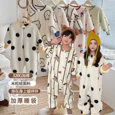 Versão grossa 25 roupas de inverno crianças arroz velo zíper pernas divididas proteção da barriga saco de dormir versão