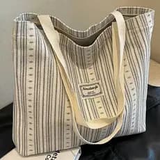 Bolsa feminina 2026 novo estilo Casual moda simples Commuter bolsa de ombro bordado linha listras grande capacidade saco