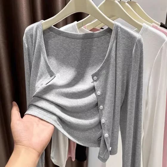 Protetor solar roupas femininas Cardigan exterior de manga comprida jaqueta fina de malha pequeno xale verão com saia es