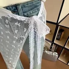 Cortina de saia em camadas brancas de renda feminina roupa externa primavera verão meia saia capa saia avental saia de g