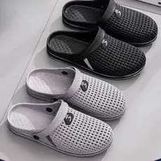 Baotou chinelos masculinos estilo verão ao ar livre buraco sapatos de meia-idade sandálias para idosos de sola grossa ex
