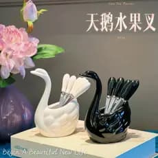 Conjunto de garfo de frutas de cisne, segurança doméstica, novo estilo, luz, luxo, tanque de armazenamento de alta quali
