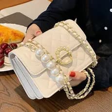 Bolsa pequena Popular deste ano feminina 2024 novo estilo moda pérola diamante corrente bolsa All-Match venda quente Cro