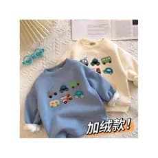 Meninos moletom de lã de uma peça outono inverno japonês novo estilo crianças bebê dos desenhos animados carro bordado f