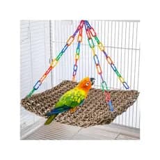 Papagaio verão ninho de pássaro verão rede balanço artesanal palha escalada Net balanço educacional mascar brinquedo peô