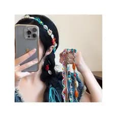 Retro boêmio estilo étnico trançado bandana feminino combinando saia cintura estreita férias cinto acessórios para o cab