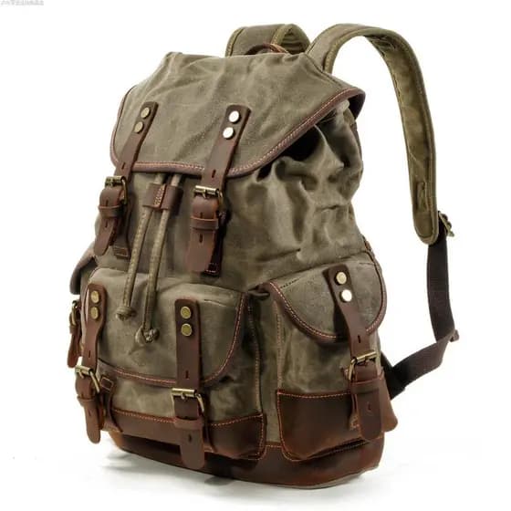 Bolsa de computador de lona retrô americana masculina, bolsa de viagem de grande capacidade, estilo militar, mochila à p