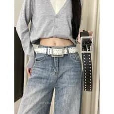 Metal quadrado fivela rebite cinto feminino europeu americano moda único cinto largo decorativo Jeans calças acessórios