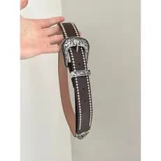 Americano Retro marrom rebite cinto feminino 2026 novo estilo Millennium quente menina cinto Jeans acessórios All-Match