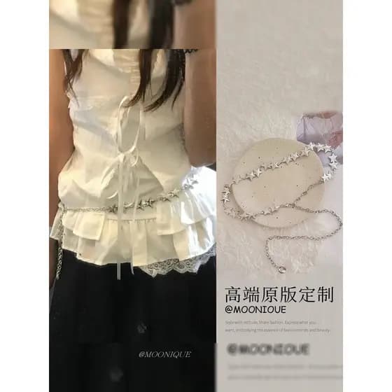 Metal estrela cintura corrente feminina versão coreana novo estilo vestido cintura estreita acessórios All-Match High-En