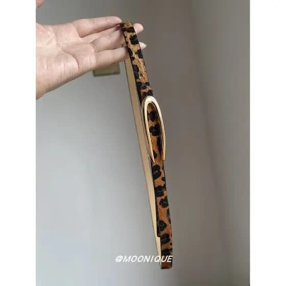 Coreano Retro marrom leopardo impressão cinto feminino moda quente menina cinto estreito nicho All-Match combinando saia