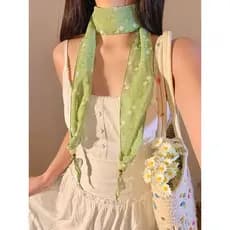Lenço pequeno pequeno para pequeno fresco Floral longo listrado lenço de seda feminino literário High-End Streamer pesco