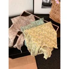 Estilo Pastoral francês Floral triângulo cachecol feminino primavera verão estilo fino doce All-Match atmosfera lenço de
