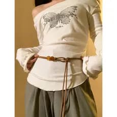Corda de cintura cinto fino feminino combinando saia pequeno cinto estendido vestido decorativo Design nicho verão Retro