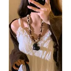 Merad lenço de seda com estampa de leopardo, colar quente para meninas, Design retrô, corrente de suéter, nicho, acessór