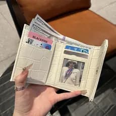 Estilo coreano pedra padrão carteira curta multifuncional titular do cartão novo estilo moda ins dobrável Multi-cartão c