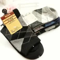 Meias masculinas de negócios puro algodão Muji algodão Mid-Tube meias masculinas casuais em forma de diamante bom produt