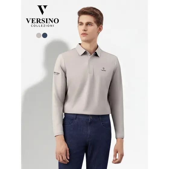 Versino versino masculino outono inverno novo estilo camisa Polo masculina de manga comprida Casual High-End lapela cami