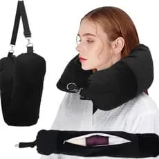 Venda quente recarregável viagem pescoço fronha saco de armazenamento portátil saco de viagem avião travesseiro enchimen