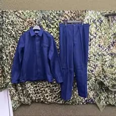 Bens antigos genuínos 70s Material de lã vazio azul roupas de serviço de solo escola geral macacão de lã velho Retro nos