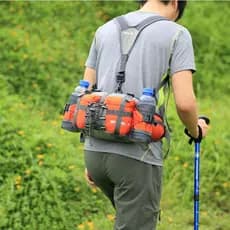 Mochila de grande capacidade para exterior, bolsa de cintura multifuncional à prova d'água para viagem, homens, mulheres