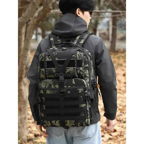 Mochila tática ao ar livre, masculina, feminina, grande capacidade, multifuncional, à prova d'água, camuflada, montanhis