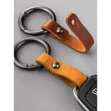 Criativo couro carro High-End chaveiro anel masculino simples chaveiro anel primavera fivela redonda fivela de carro