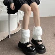 Além de meias de pelúcia Leggings mantendo quente jk à prova de frio meias de pilha de malha bonito bezerro borda de pel