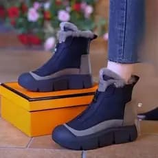 Botas de neve femininas 2025 novo estilo inverno forro de lã espessamento All-Match sola grossa aumentando antiderrapant
