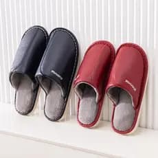 Chinelos de couro masculinos chinelos de algodão feminino casa à prova dwaterproof água inverno chinelos de algodão cour