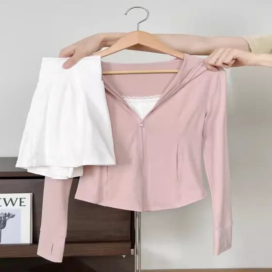 Rosa gelo seda protetor solar roupas femininas jaqueta 2026 novo estilo curto fino-ajuste Yoga esportes ao ar livre topo
